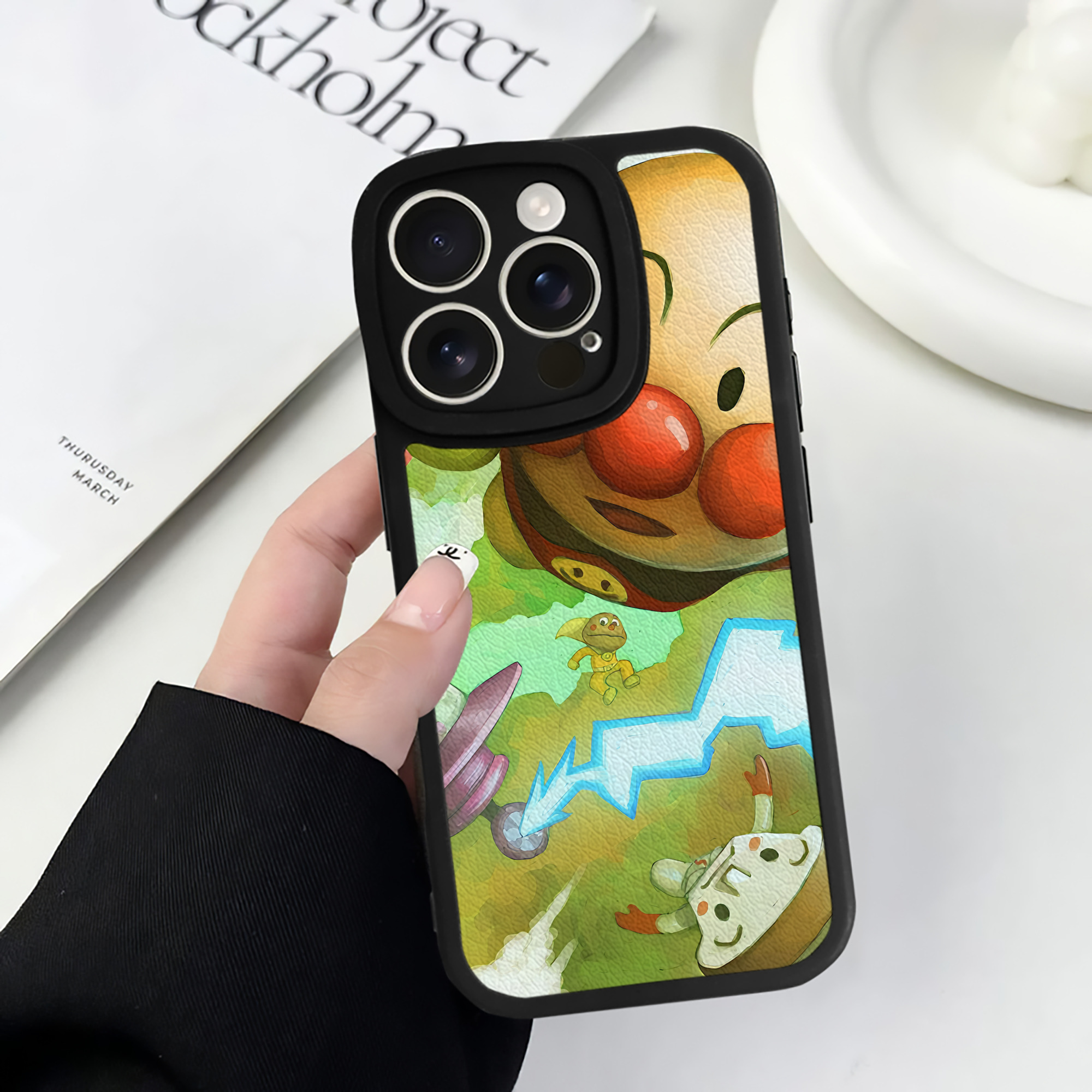 （画像用） アンパンマン Anpanman 【iPhone 16シリーズ対応】シリコンスマホケース（レザー調） 材質：シリコン